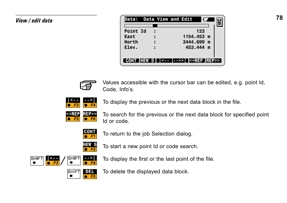 View / edit data | Leica Geosystems TPS1100 Professional Series - System Field Manual User Manual | Page 78 / 106