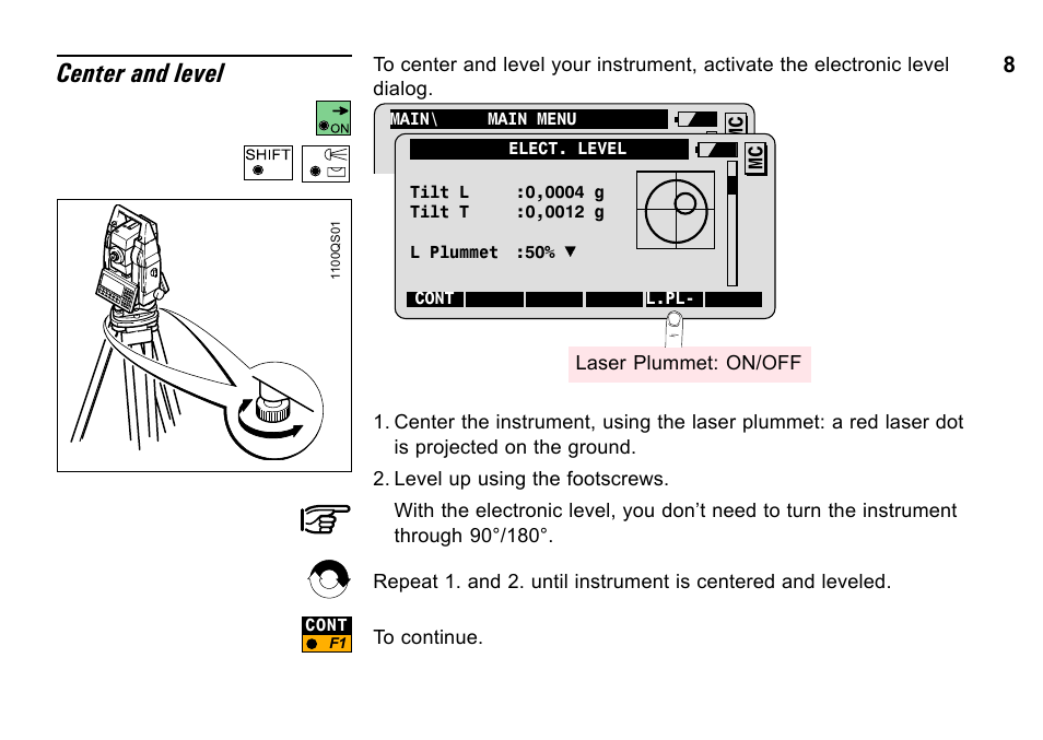 Center and level | Leica Geosystems TPS1100 Professional Series - System Field Manual User Manual | Page 8 / 106