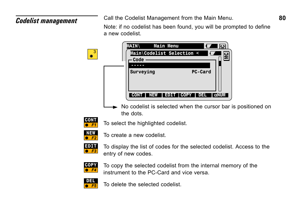 Codelist management | Leica Geosystems TPS1100 Professional Series - System Field Manual User Manual | Page 80 / 106