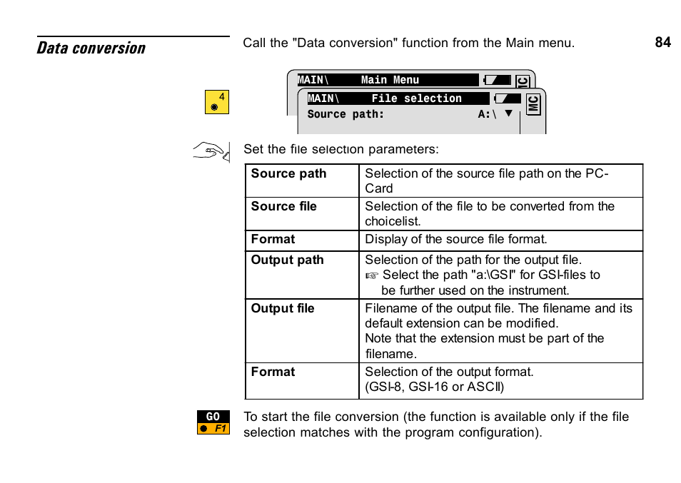 Data conversion | Leica Geosystems TPS1100 Professional Series - System Field Manual User Manual | Page 84 / 106