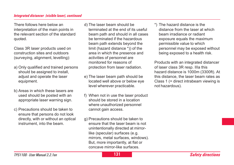 Leica Geosystems TPS1100 Professional Series - User Manual User Manual | Page 131 / 160