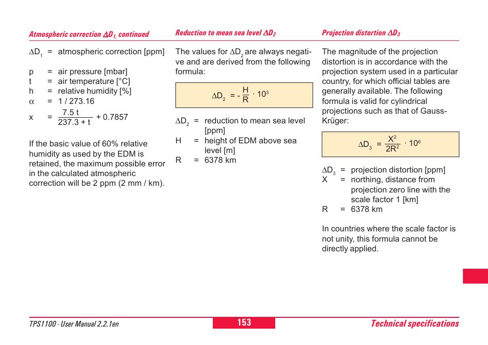 Technical specifications | Leica Geosystems TPS1100 Professional Series - User Manual User Manual | Page 153 / 160