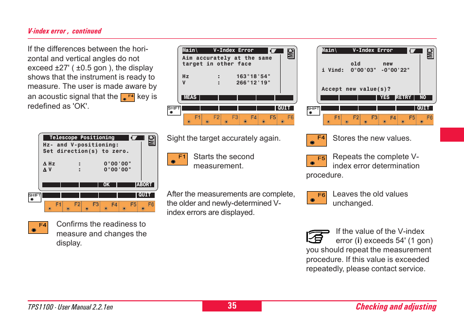 Checking and adjusting | Leica Geosystems TPS1100 Professional Series - User Manual User Manual | Page 35 / 160