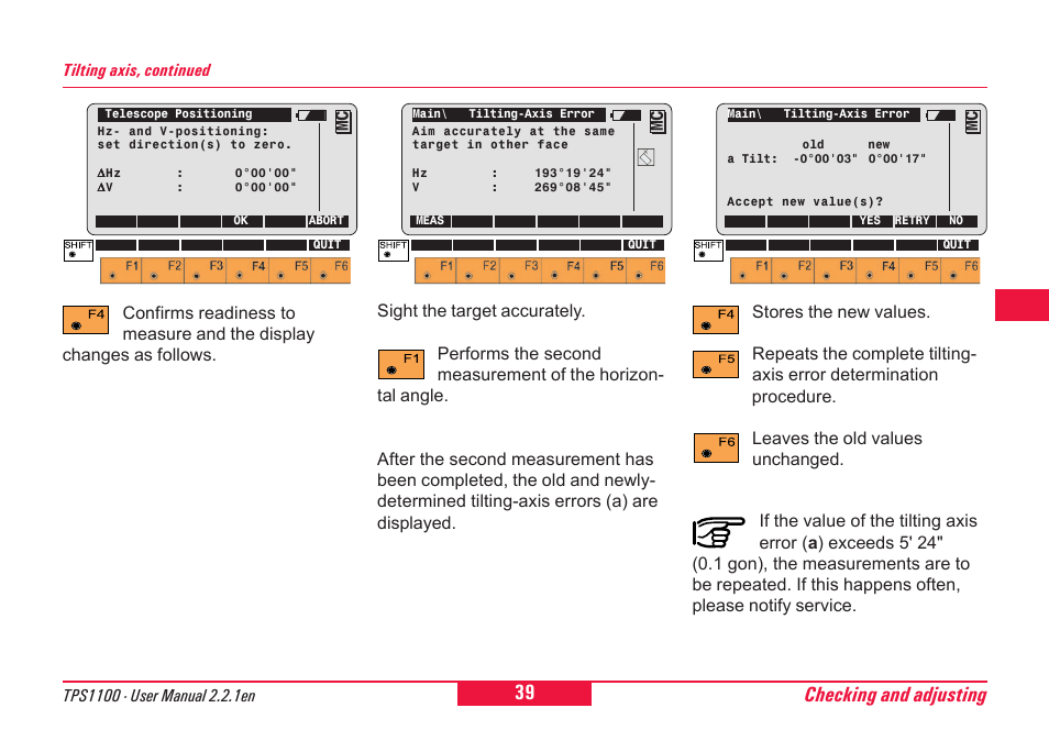 Checking and adjusting | Leica Geosystems TPS1100 Professional Series - User Manual User Manual | Page 39 / 160