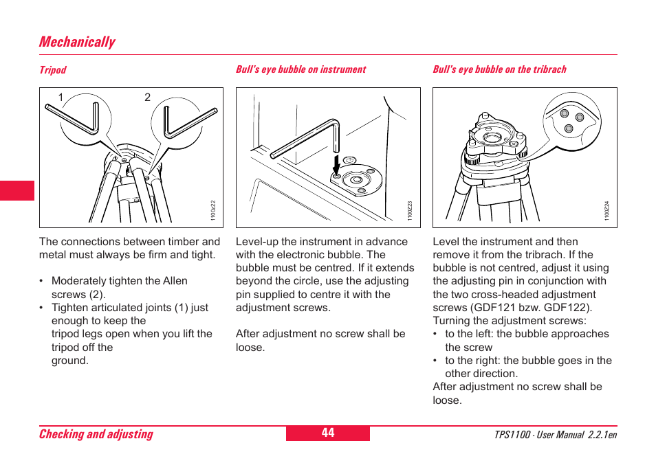 Mechanically | Leica Geosystems TPS1100 Professional Series - User Manual User Manual | Page 44 / 160