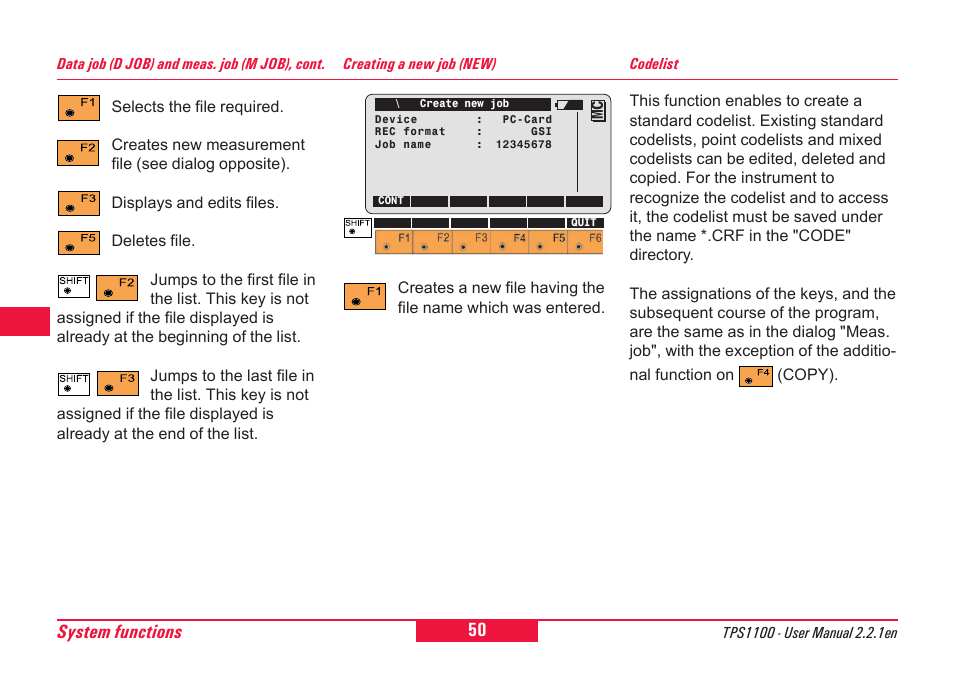 50 system functions | Leica Geosystems TPS1100 Professional Series - User Manual User Manual | Page 50 / 160