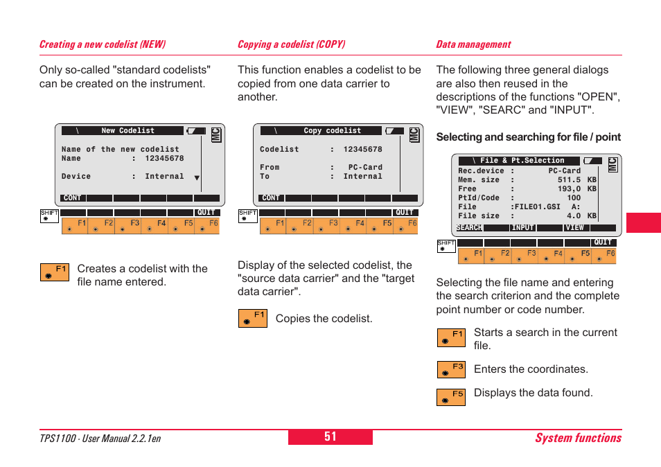 System functions | Leica Geosystems TPS1100 Professional Series - User Manual User Manual | Page 51 / 160