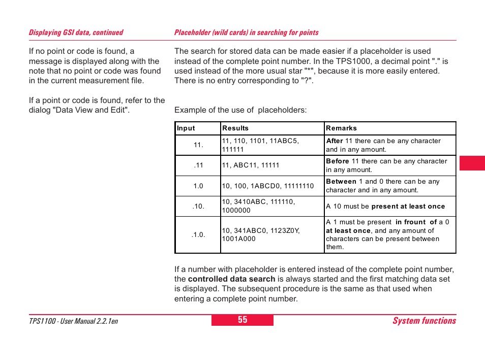 System functions | Leica Geosystems TPS1100 Professional Series - User Manual User Manual | Page 55 / 160