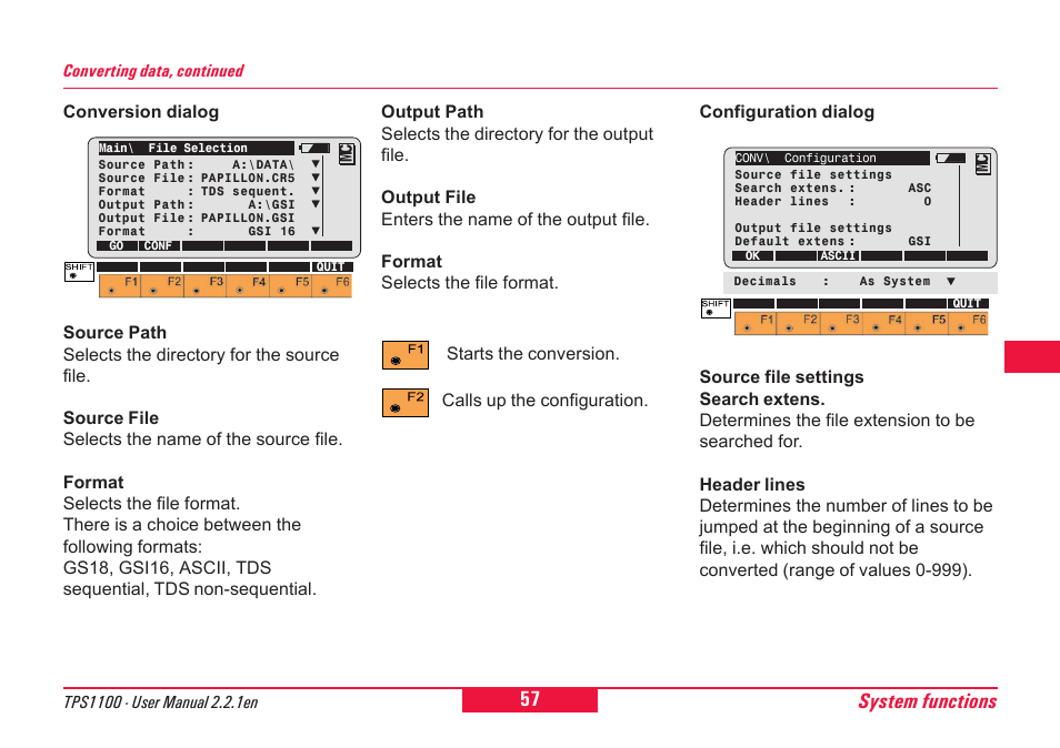 System functions | Leica Geosystems TPS1100 Professional Series - User Manual User Manual | Page 57 / 160