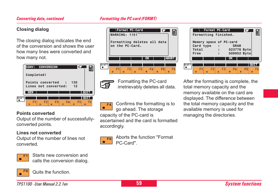 System functions | Leica Geosystems TPS1100 Professional Series - User Manual User Manual | Page 59 / 160