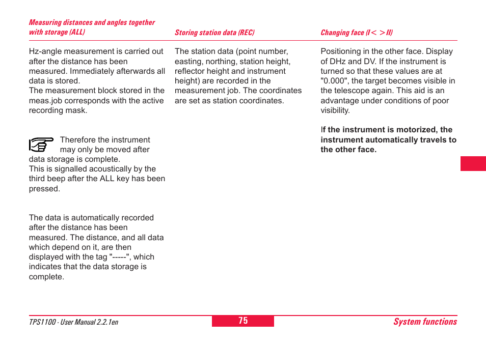 Leica Geosystems TPS1100 Professional Series - User Manual User Manual | Page 75 / 160