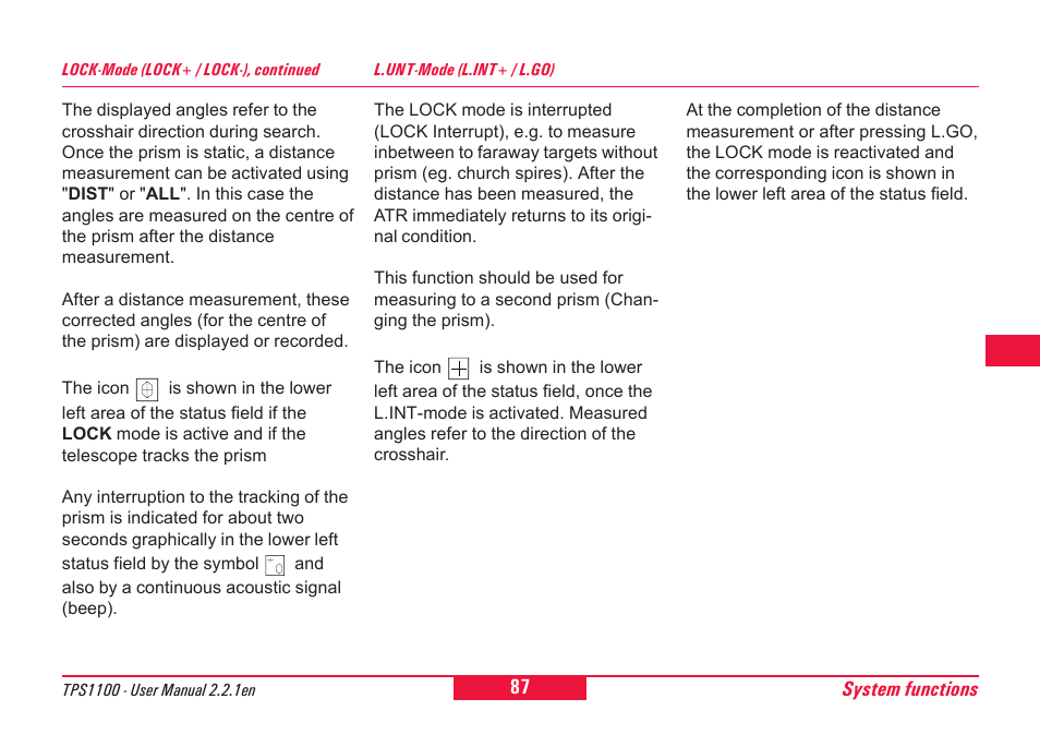 Leica Geosystems TPS1100 Professional Series - User Manual User Manual | Page 87 / 160