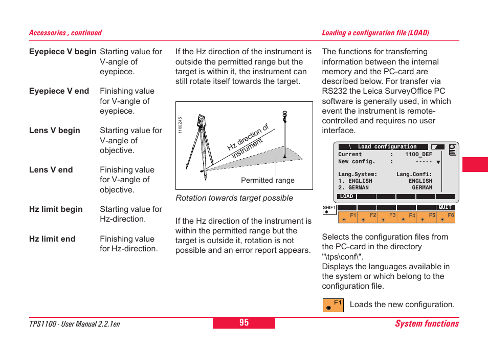System functions | Leica Geosystems TPS1100 Professional Series - User Manual User Manual | Page 95 / 160