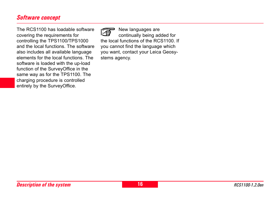 Software concept, Software | Leica Geosystems RCS1100 Series User Manual | Page 16 / 44