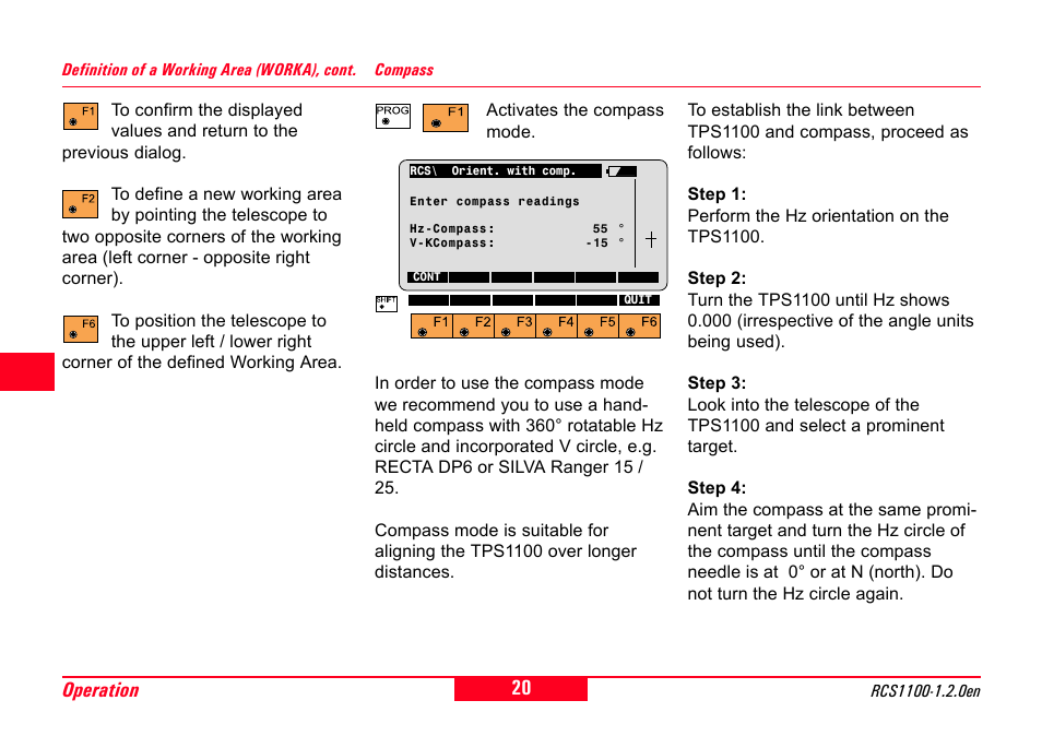 Compass, 20 operation | Leica Geosystems RCS1100 Series User Manual | Page 20 / 44