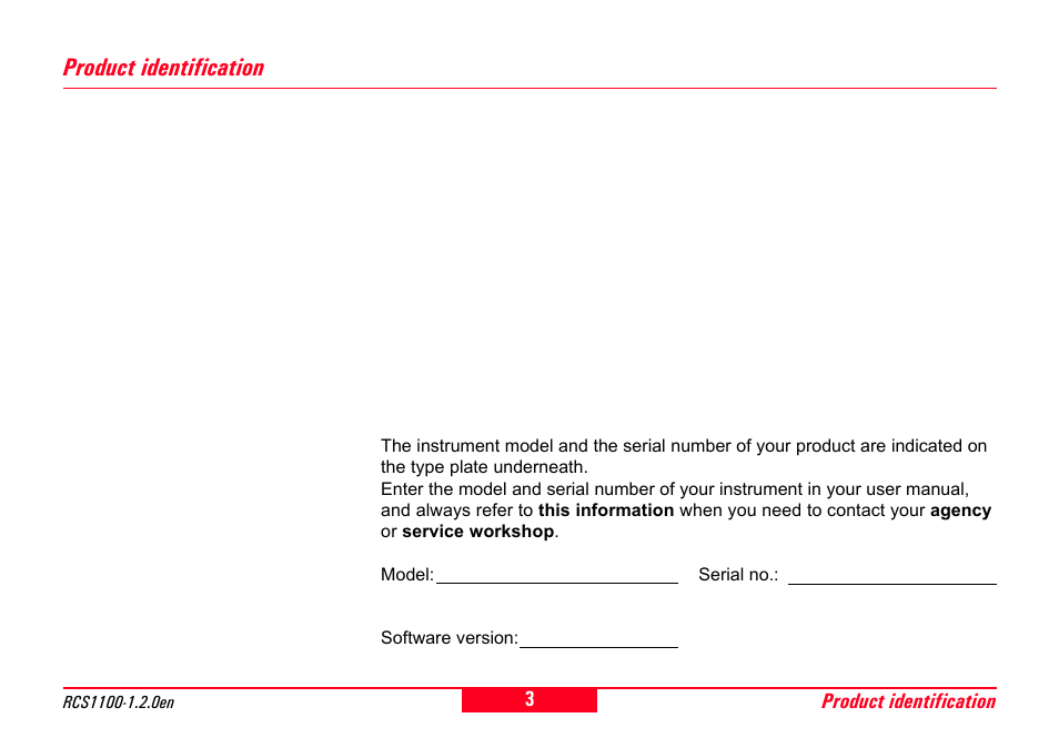 Product identification | Leica Geosystems RCS1100 Series User Manual | Page 3 / 44