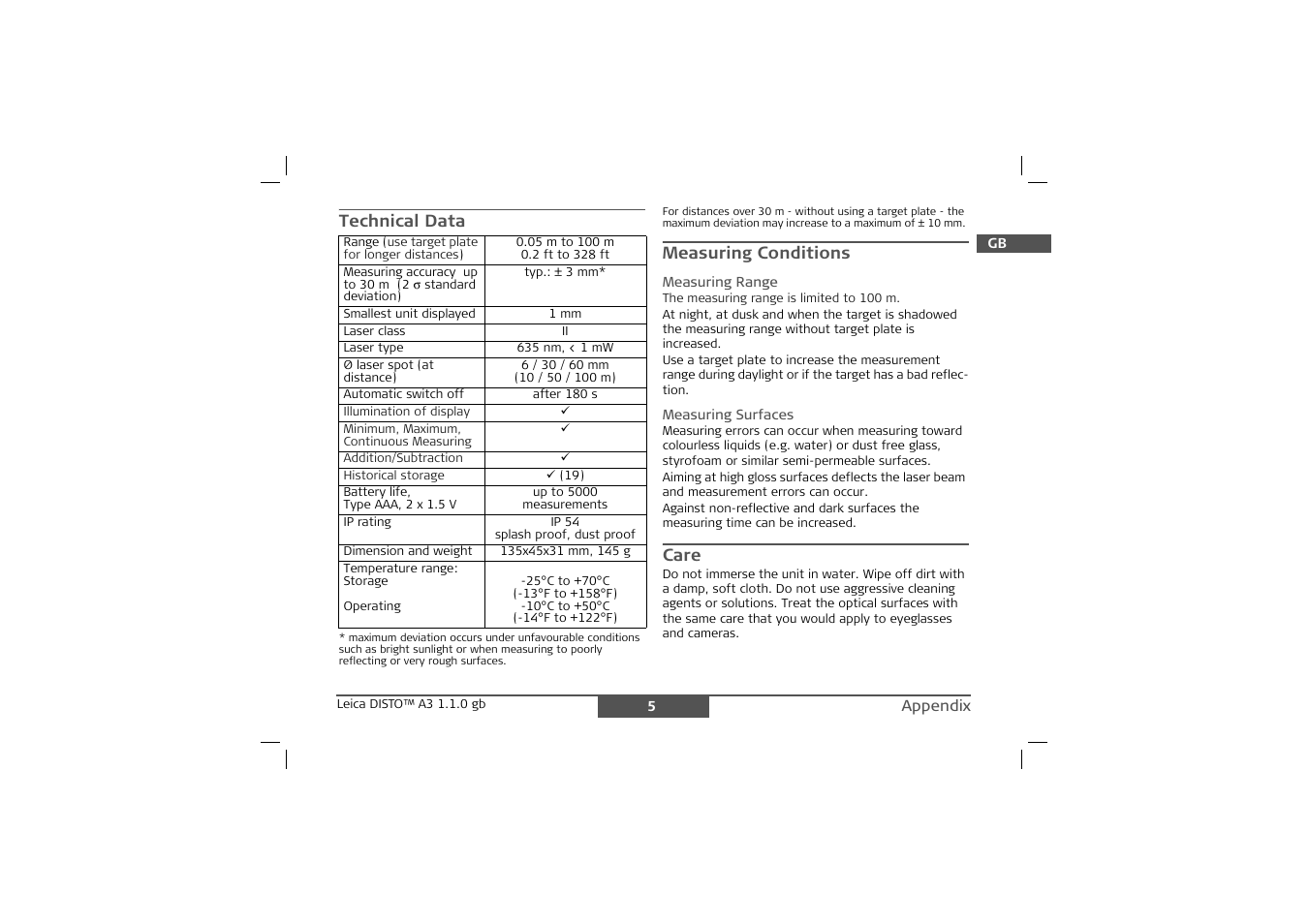 Leica Geosystems Leica DISTO A3 User Manual | Page 8 / 10