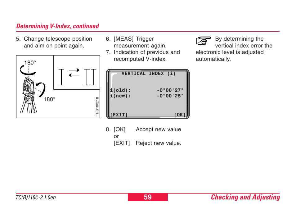 Checking and adjusting 59 | Leica Geosystems TPS110C User Manual | Page 59 / 104