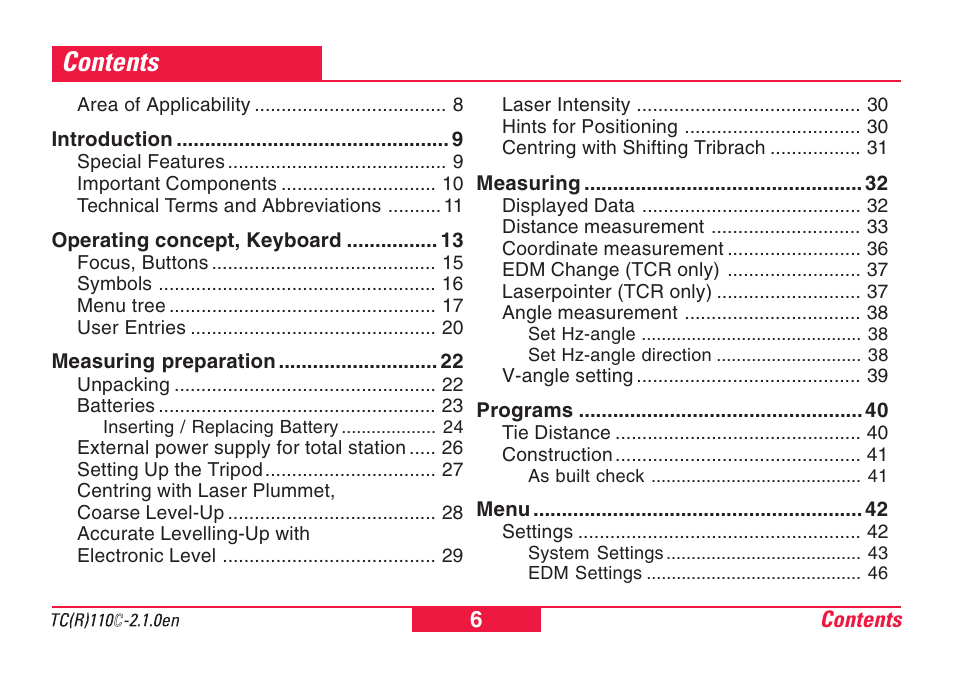 Leica Geosystems TPS110C User Manual | Page 6 / 104