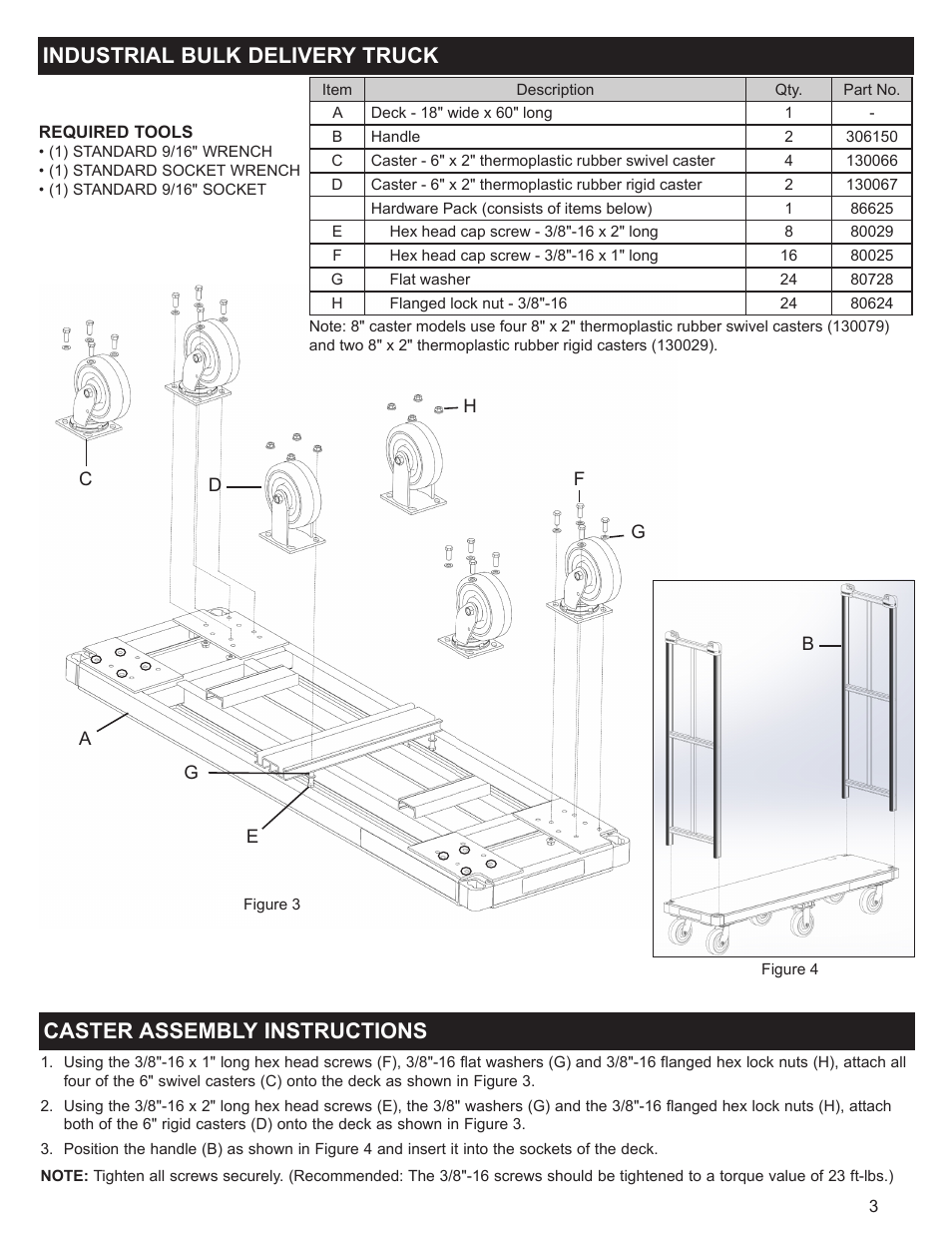 Caster assembly instructions, Industrial bulk delivery truck | Magliner BULK DELIVERY TRUCKS COMMERCIAL AND INDUSTRIAL User Manual | Page 3 / 4