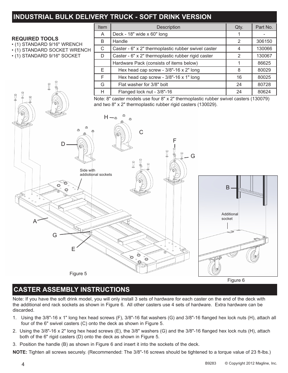 Caster assembly instructions | Magliner BULK DELIVERY TRUCKS COMMERCIAL AND INDUSTRIAL User Manual | Page 4 / 4