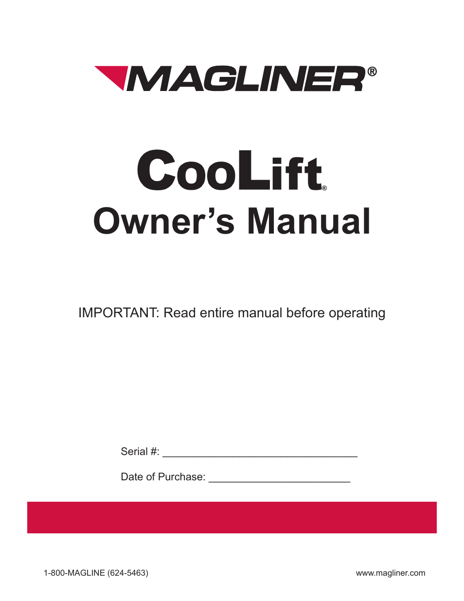 Magliner COOLIFT User Manual | 28 pages