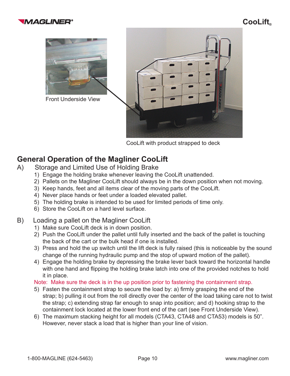 Coolift, General operation of the magliner coolift | Magliner COOLIFT User Manual | Page 10 / 28