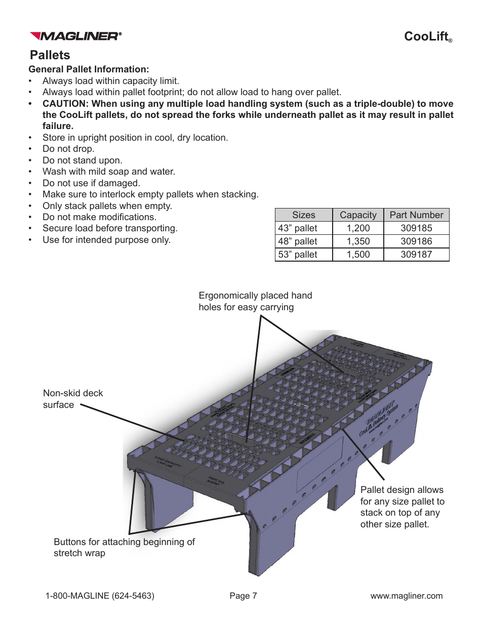 Coolift, Pallets | Magliner COOLIFT User Manual | Page 7 / 28