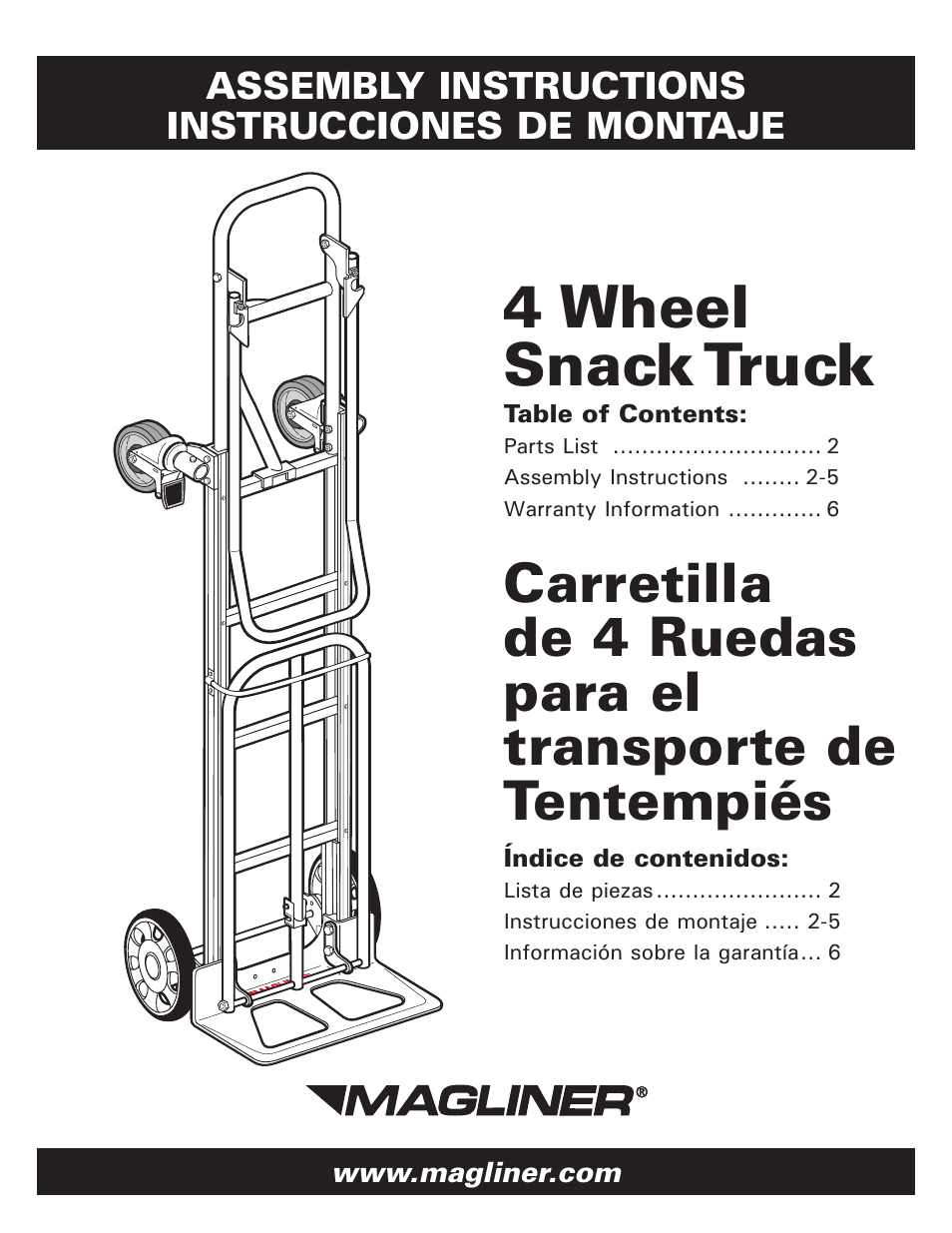 Magliner FOUR-WHEEL SNACK TRUCK User Manual | 6 pages