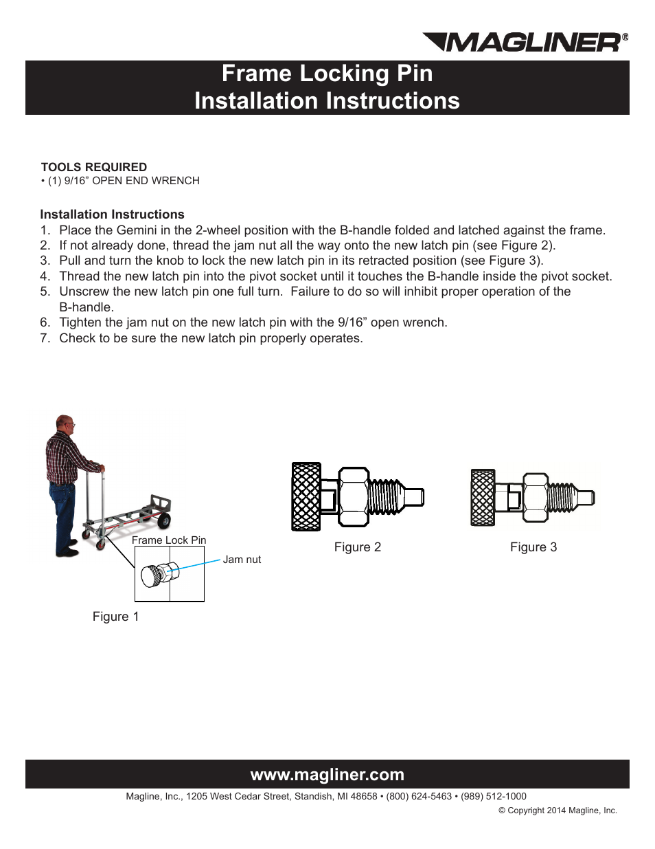 Magliner FRAME LOCK PIN GEMINI BULK EDITION User Manual | 1 page