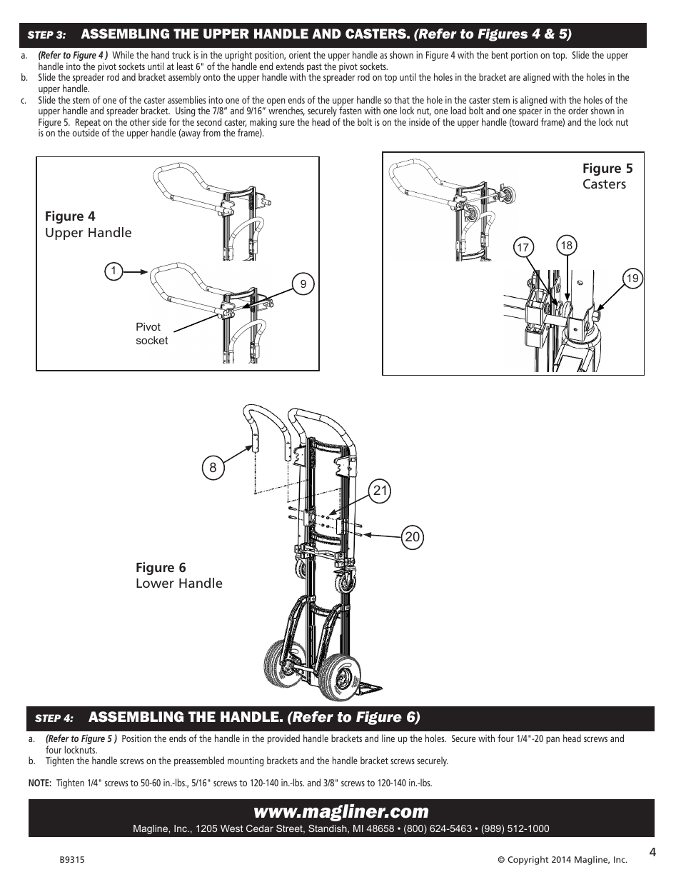 Assembling the handle. (refer to figure 6) | Magliner GEMINI BULK EDITION User Manual | Page 4 / 4