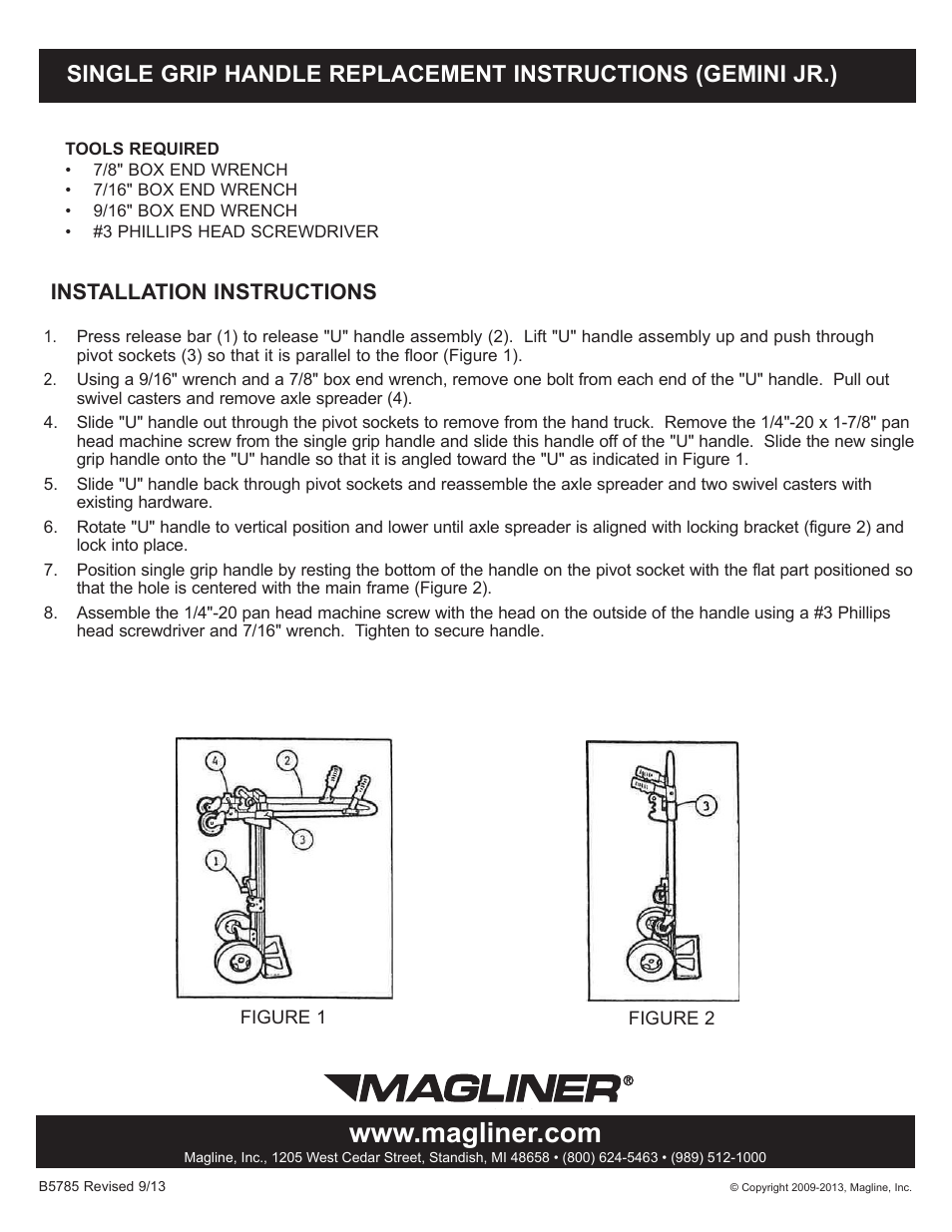 Magliner GEMINI SINGLE GRIP REPLACEMENT User Manual | 1 page