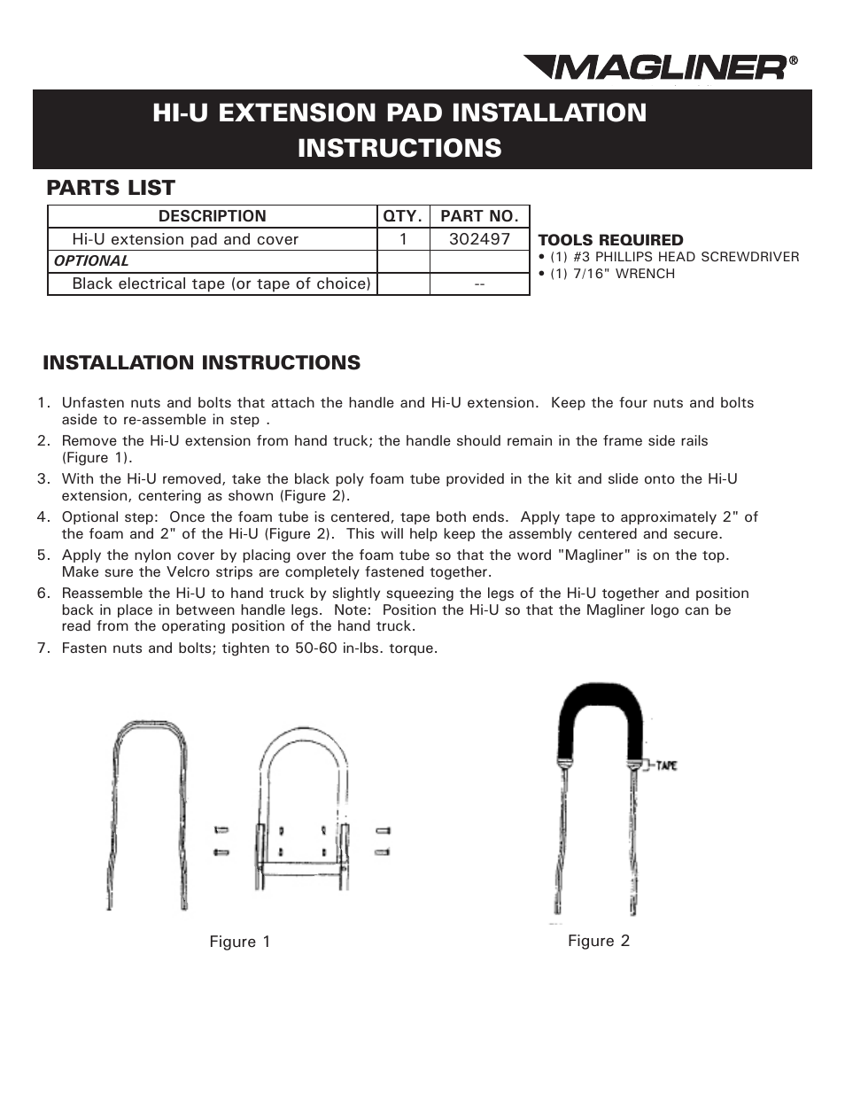 Magliner HI-U PAD User Manual | 2 pages