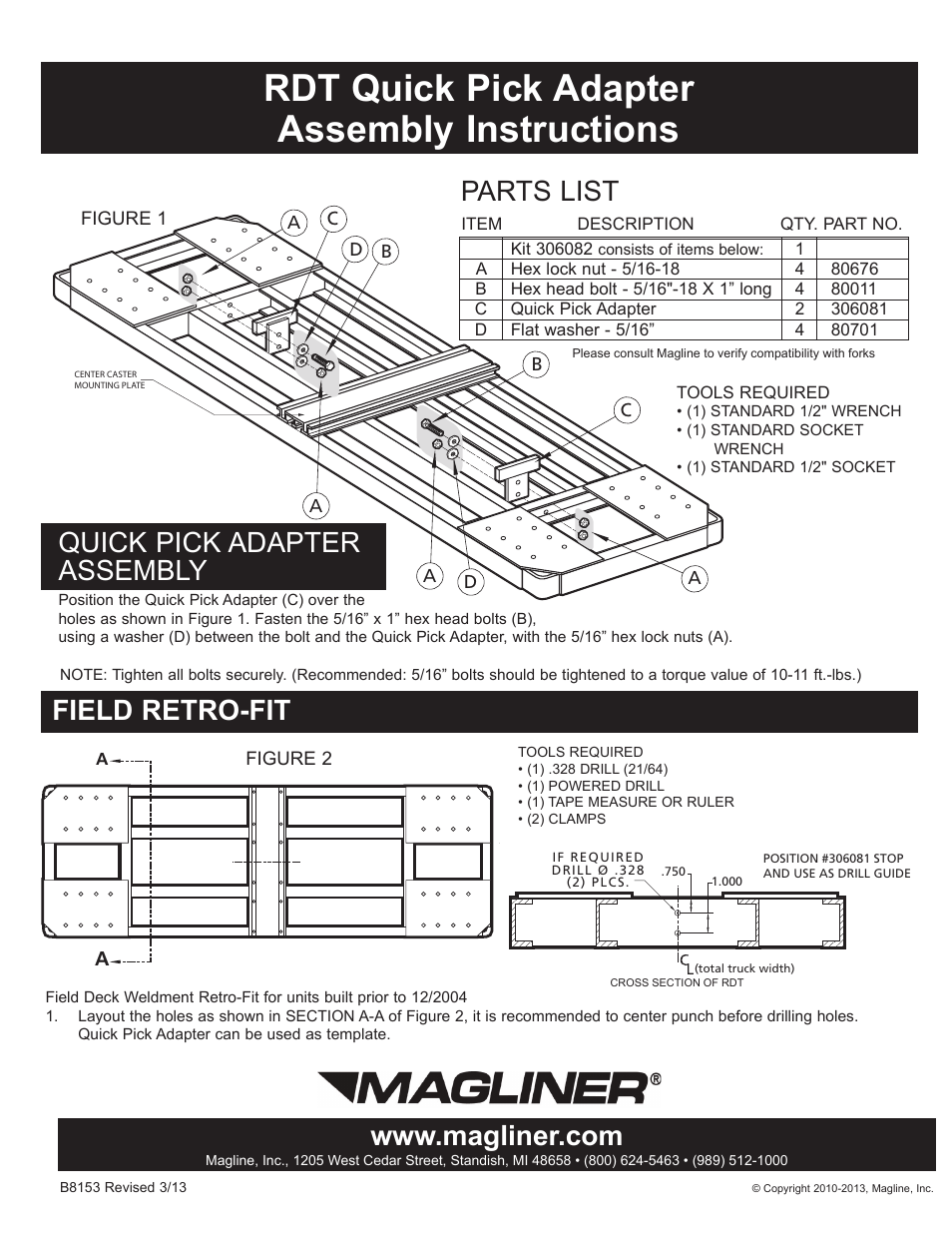 Magliner QUICK PICK ADAPTER FOR INDUSTRIAL BDT User Manual | 1 page