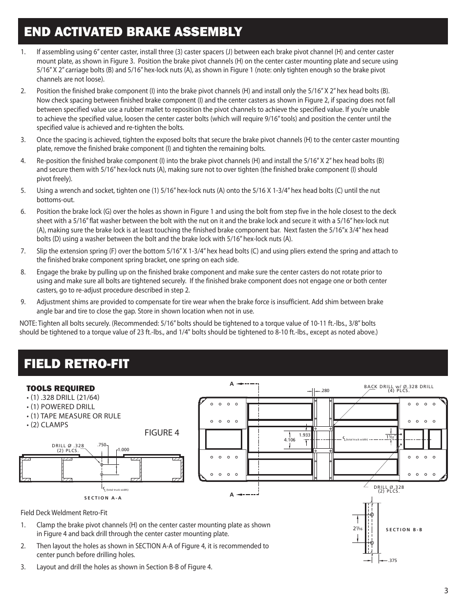 End activated brake assembly, Field retro-fit, Figure 4 | Tools required | Magliner RDT BRAKE User Manual | Page 3 / 4