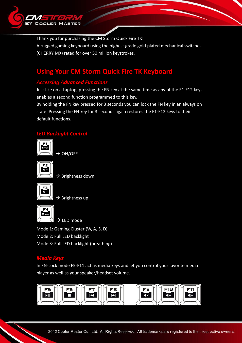 Cooler Master Quick Fire Stealth User Manual | 2 pages