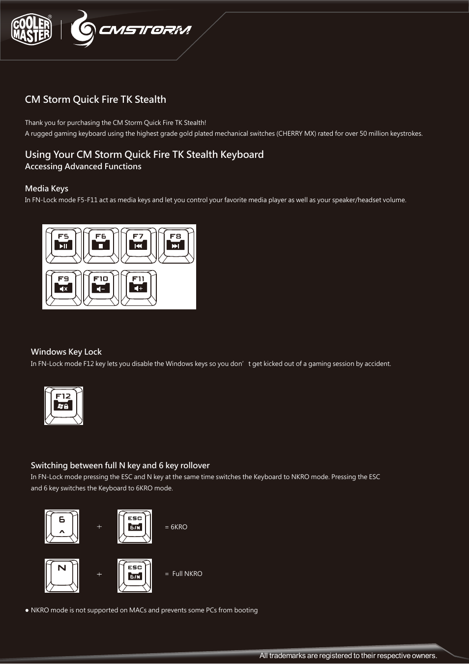 Cooler Master Quick Fire TK User Manual | 2 pages