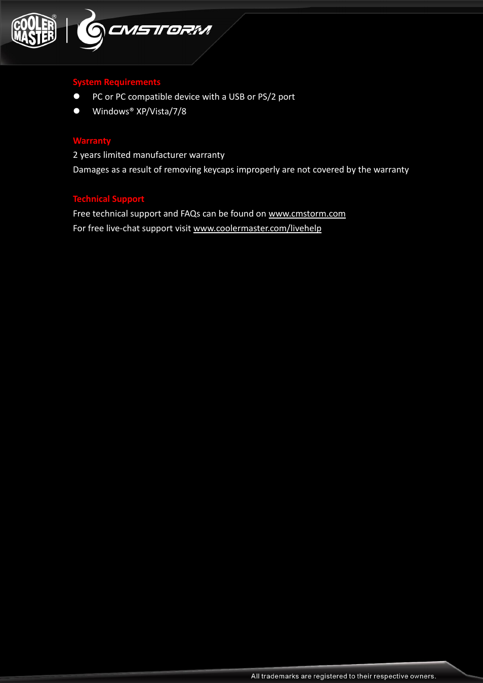 Cooler Master Quick Fire XT User Manual | Page 2 / 2
