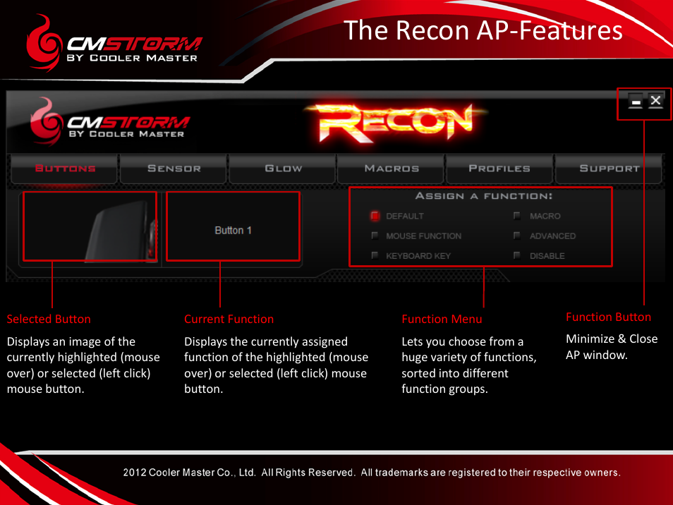 The recon ap-features | Cooler Master Recon User Manual | Page 12 / 18