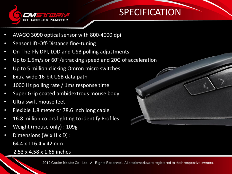 Specification | Cooler Master Recon User Manual | Page 2 / 18