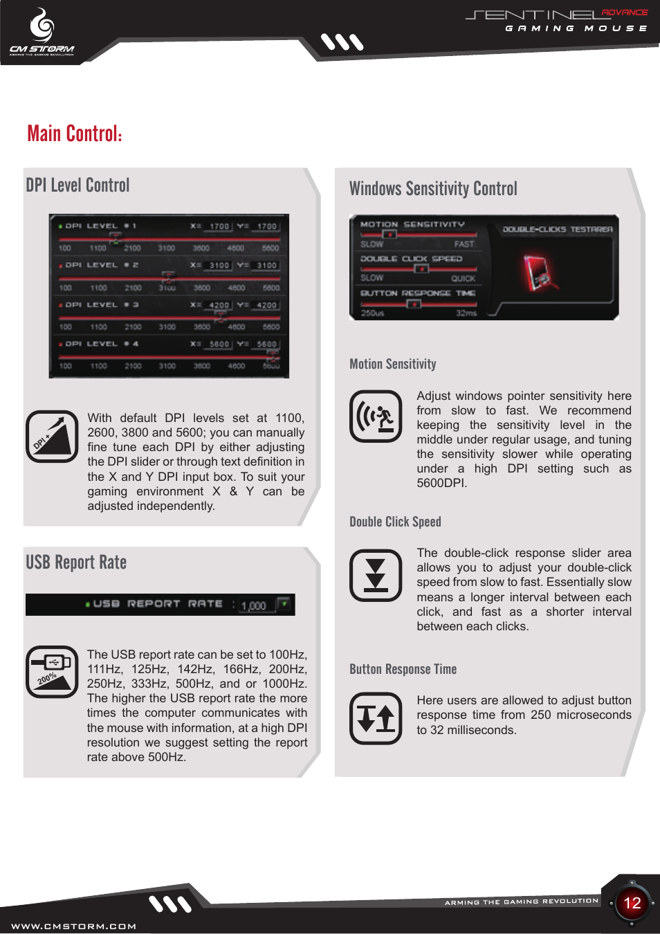 Main control | Cooler Master Sentinel Advance User Manual | Page 12 / 24