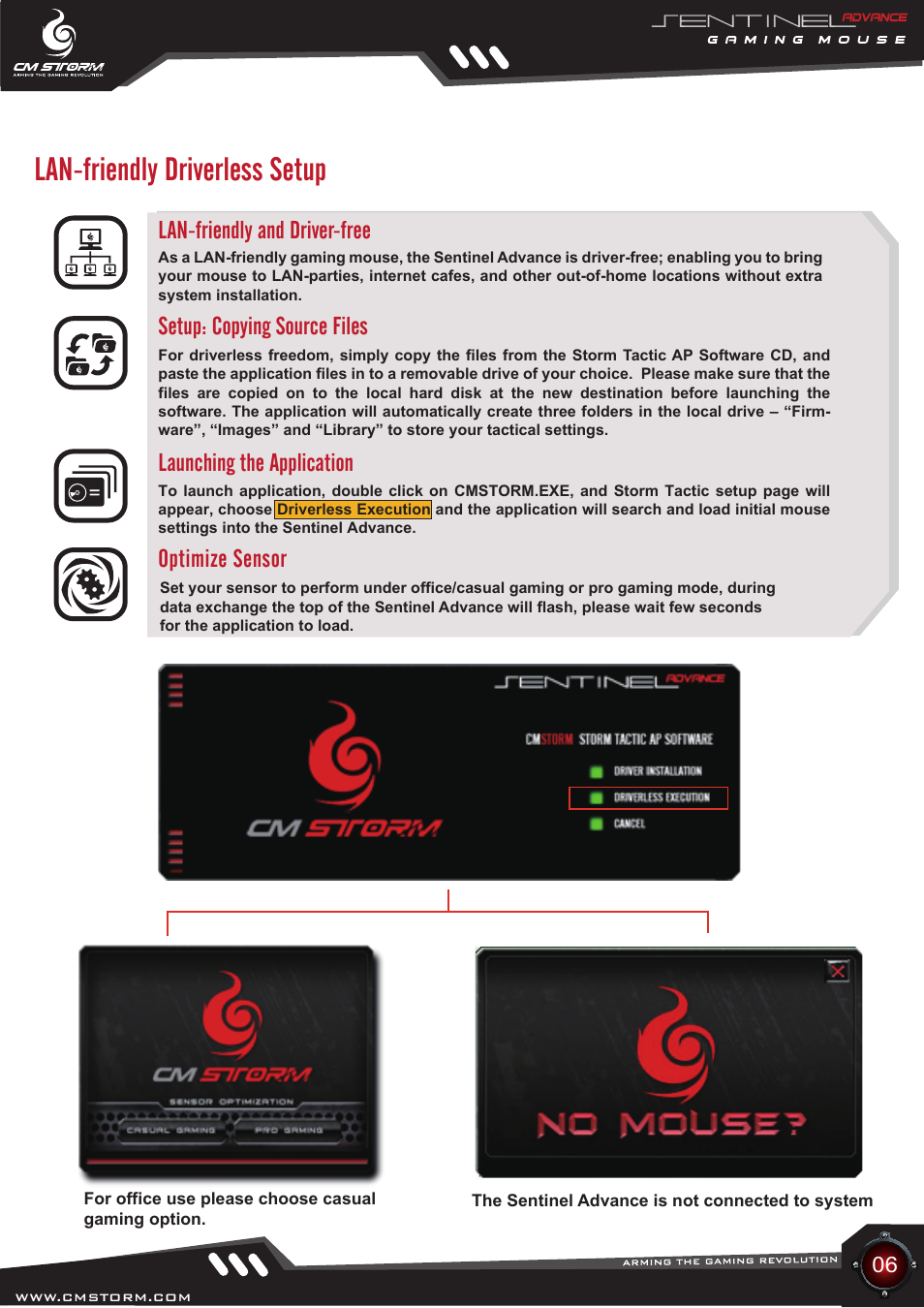 Lan-friendly driverless setup | Cooler Master Sentinel Advance User Manual | Page 6 / 24