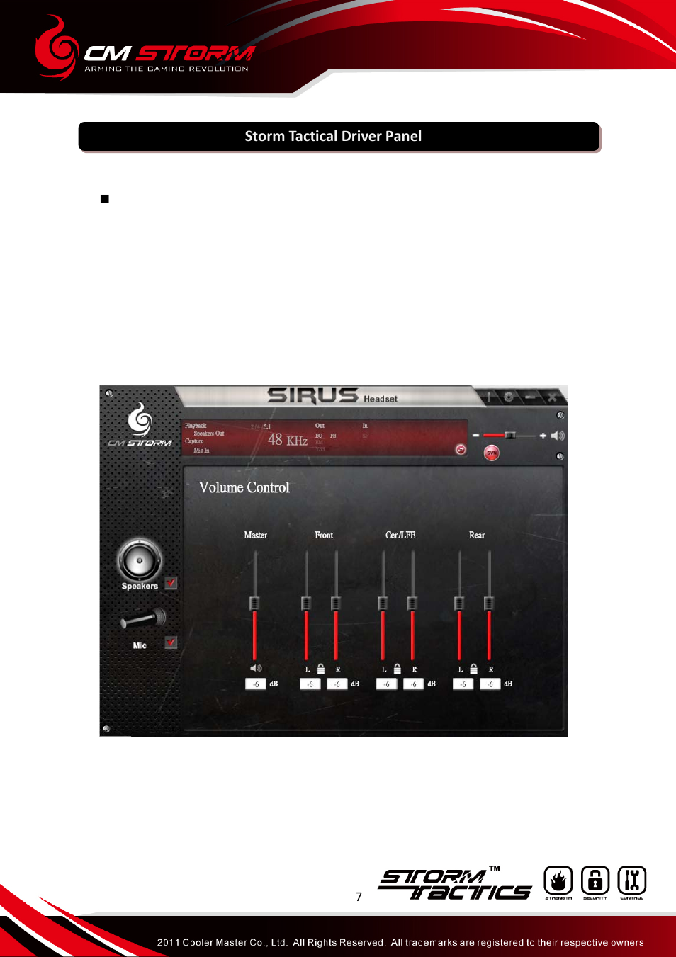 Sirus_manual_07, Storm tactical driver panel | Cooler Master Sirus - 5.1 User Manual | Page 8 / 21