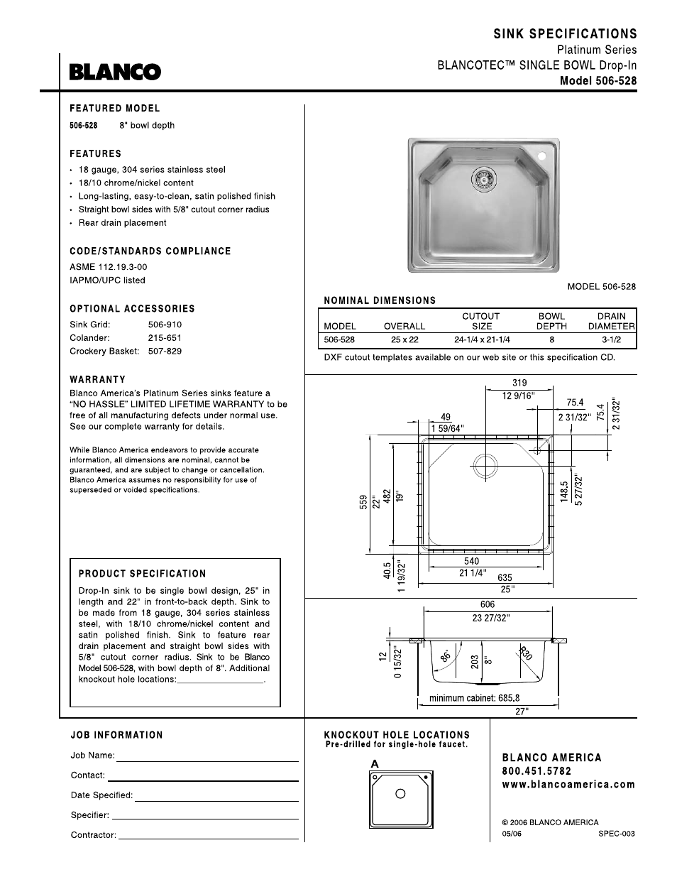 Blanco 506-528 User Manual | 1 page