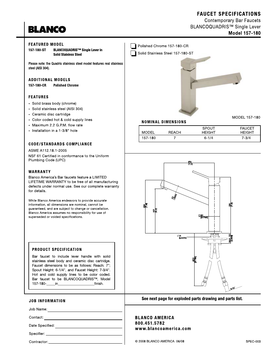 Blanco 157-180 User Manual | 2 pages