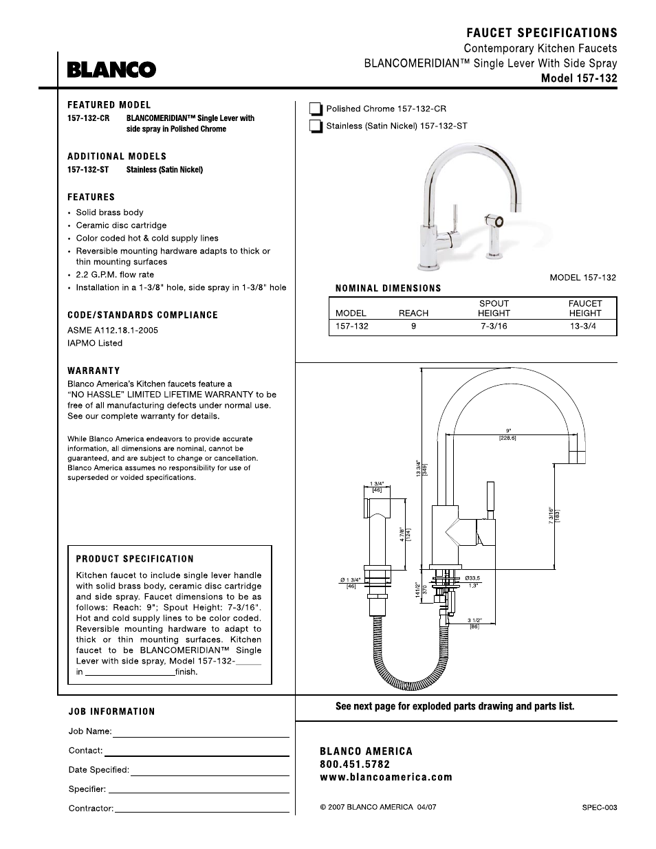 Blanco 157-132 User Manual | 2 pages