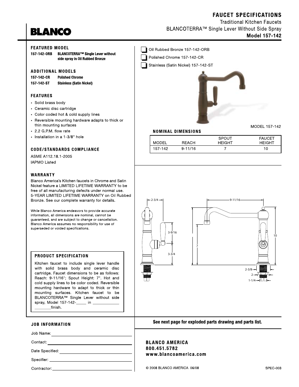 Blanco 157-142 User Manual | 2 pages