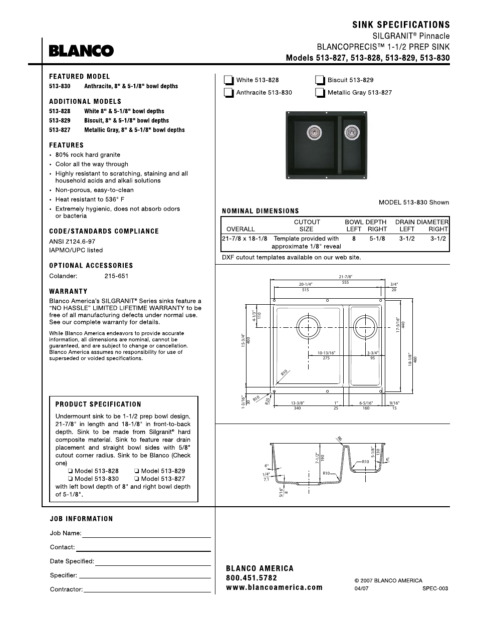 Blanco 513-829 User Manual | 1 page