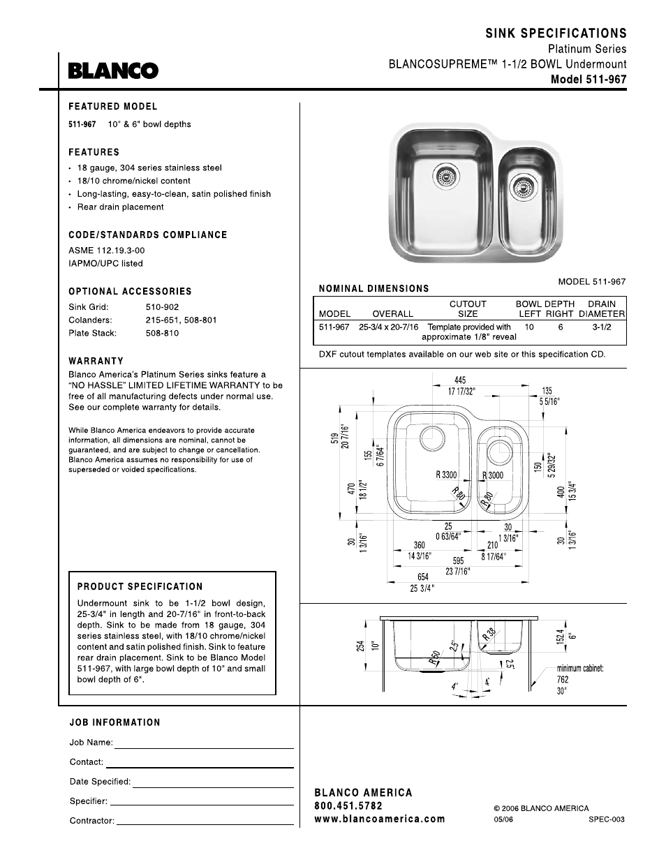 Blanco 511-967 User Manual | 1 page