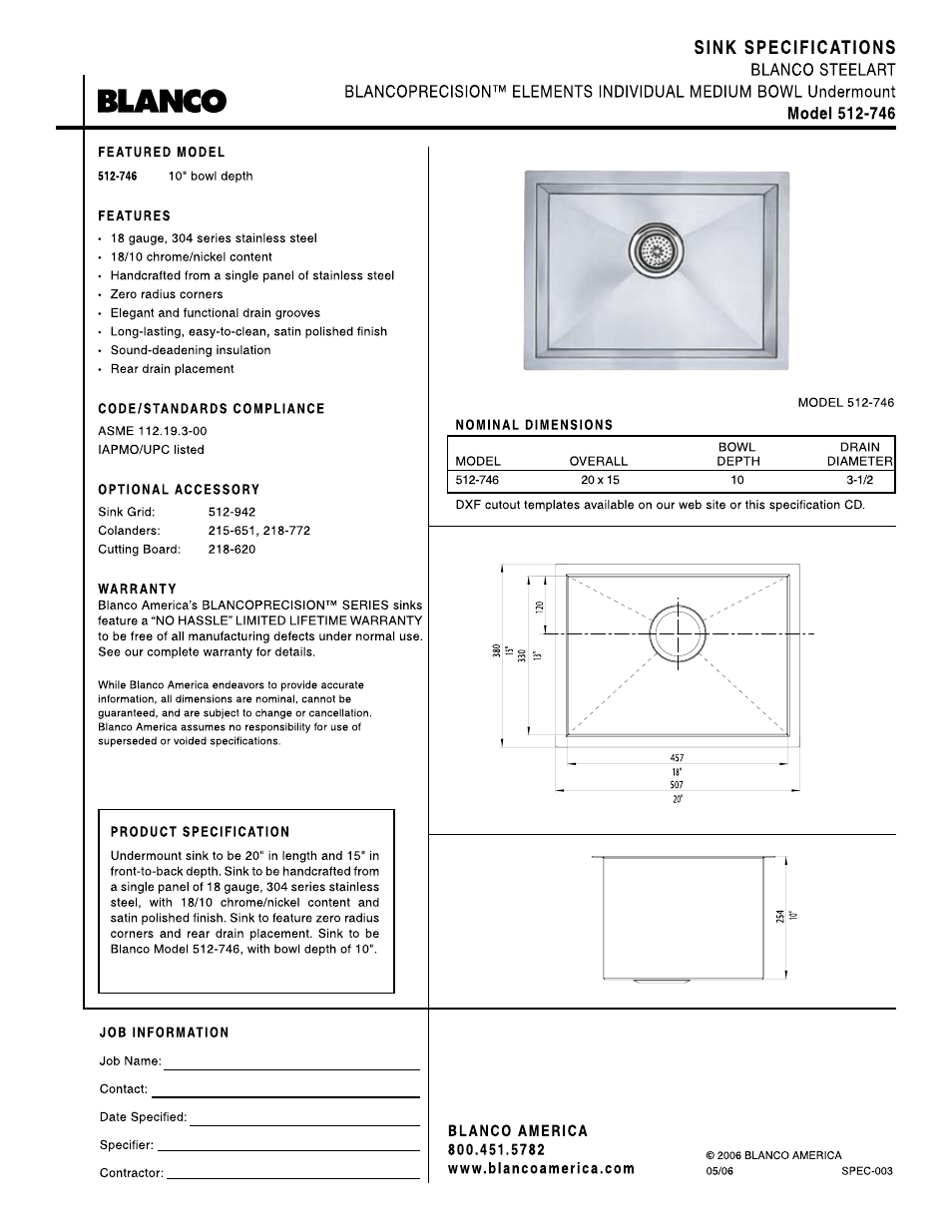 Blanco 512-746 User Manual | 1 page